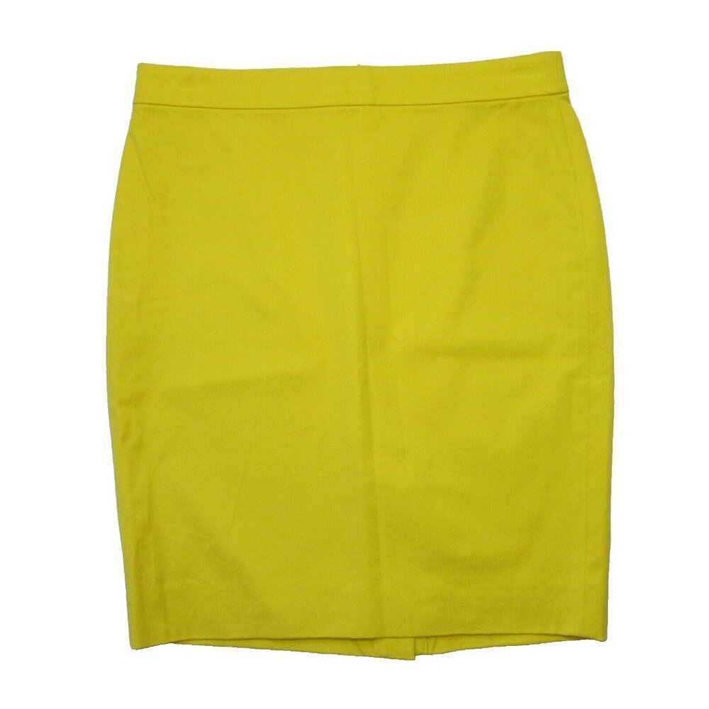 NWT J.Crew Petite No 2 Pencil in Bright Citron Yellow Bi-stretch Cotton Skirt 6P
